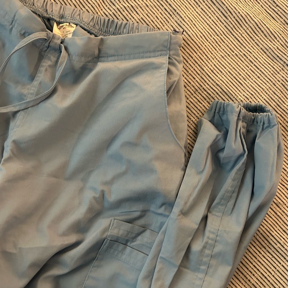 Light Blue Drawstring Scrub Pants - Picture 3 of 5